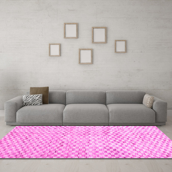 Machine Washable Solid Pink Modern Rug in a Living Room, wshcon2890pnk