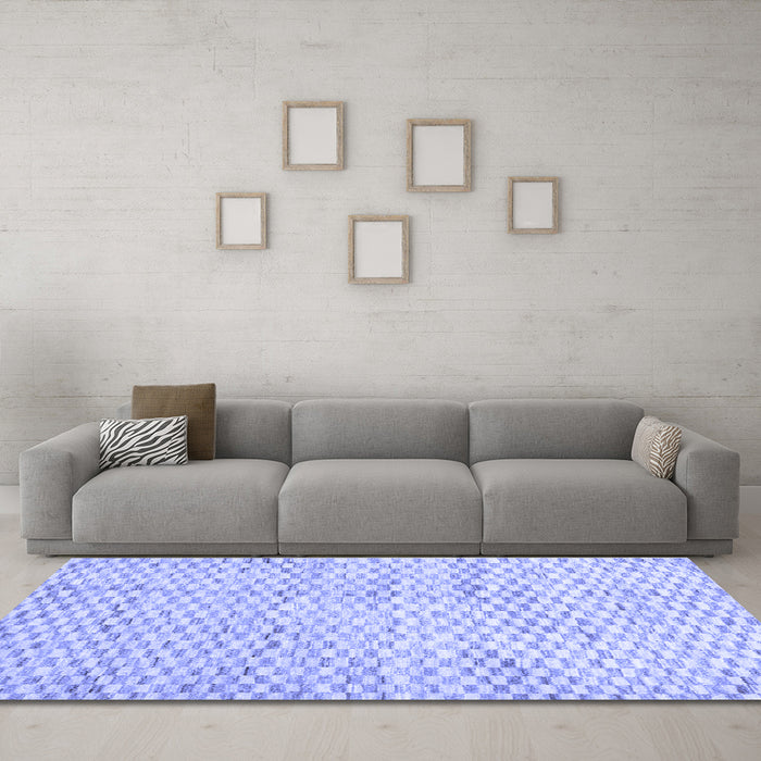 Machine Washable Solid Blue Modern Rug in a Living Room, wshcon2890blu
