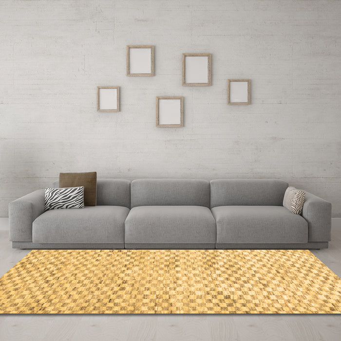 Machine Washable Solid Brown Modern Rug in a Living Room,, wshcon2890brn