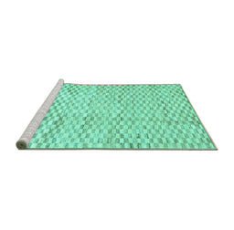 Sideview of Machine Washable Solid Turquoise Modern Area Rugs, wshcon2890turq