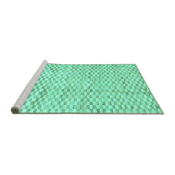 Sideview of Machine Washable Solid Turquoise Modern Area Rugs, wshcon2890turq