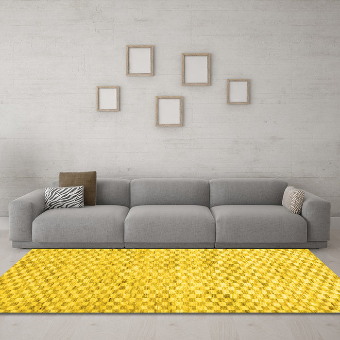 Machine Washable Solid Yellow Modern Rug in a Living Room, wshcon2890yw