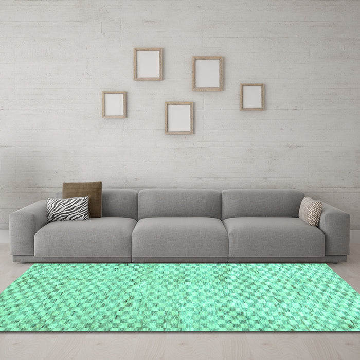 Machine Washable Solid Turquoise Modern Area Rugs in a Living Room,, wshcon2890turq