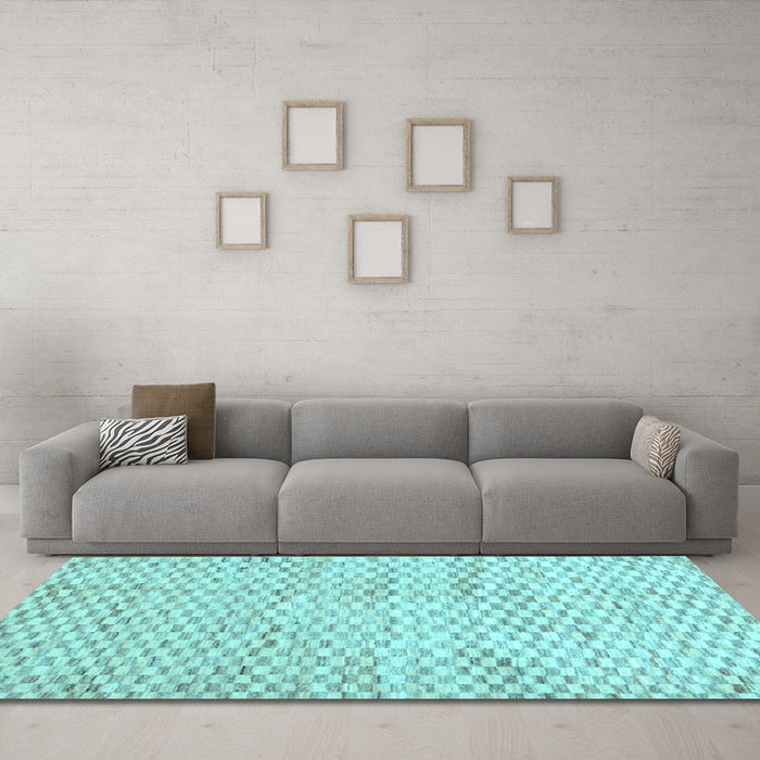 Machine Washable Solid Light Blue Modern Rug in a Living Room, wshcon2890lblu