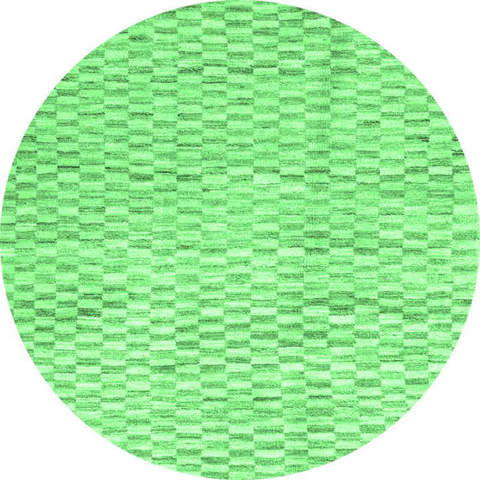 Round Machine Washable Solid Emerald Green Modern Area Rugs, wshcon2890emgrn