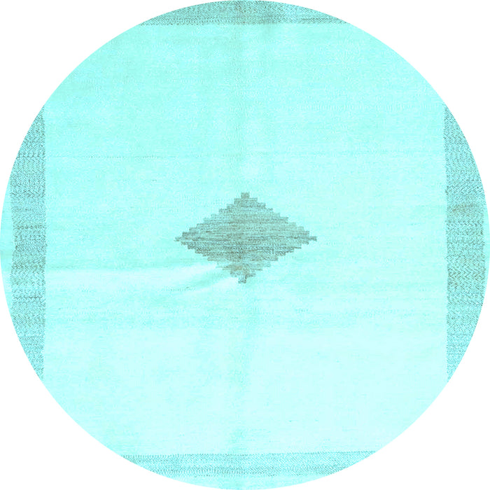 Round Solid Light Blue Modern Rug, con2891lblu