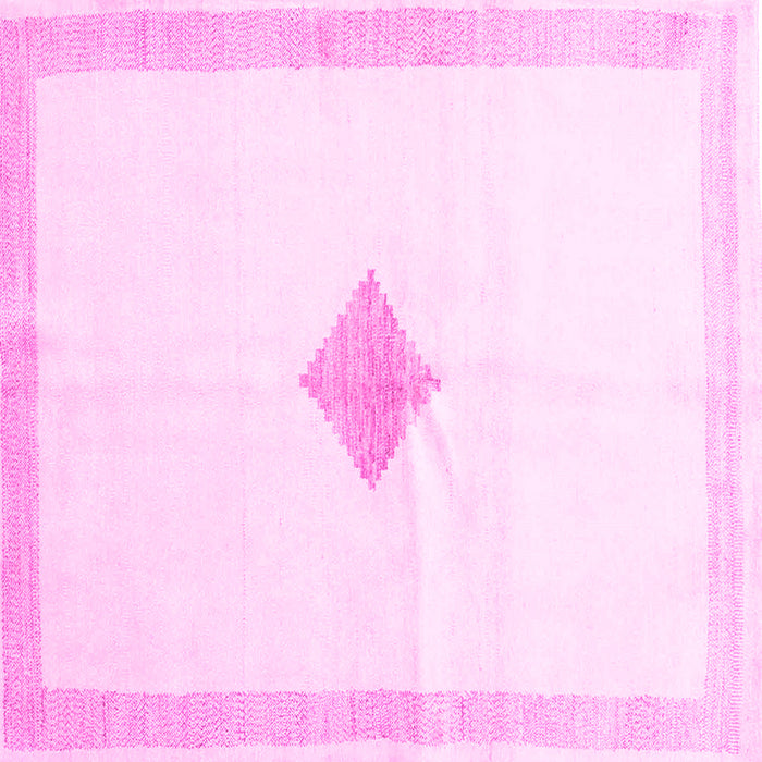 Square Machine Washable Solid Pink Modern Rug, wshcon2891pnk
