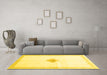 Machine Washable Solid Yellow Modern Rug in a Living Room, wshcon2891yw
