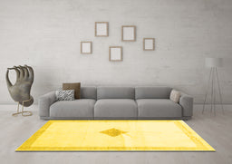 Machine Washable Solid Yellow Modern Rug in a Living Room, wshcon2891yw