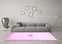 Machine Washable Solid Pink Modern Rug in a Living Room, wshcon2891pnk