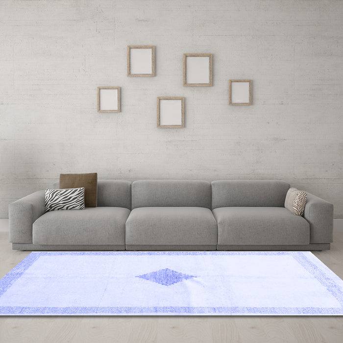 Machine Washable Solid Blue Modern Rug in a Living Room, wshcon2891blu