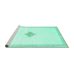 Sideview of Machine Washable Solid Turquoise Modern Area Rugs, wshcon2891turq