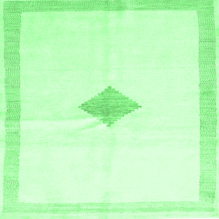 Square Machine Washable Solid Emerald Green Modern Area Rugs, wshcon2891emgrn