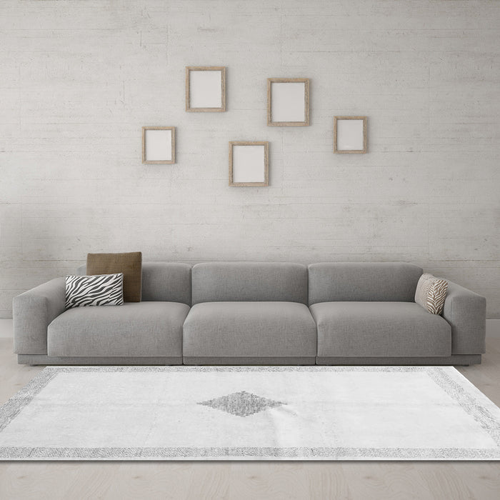 Machine Washable Solid Gray Modern Rug in a Living Room,, wshcon2891gry