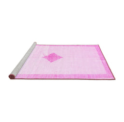 Sideview of Machine Washable Solid Pink Modern Rug, wshcon2891pnk