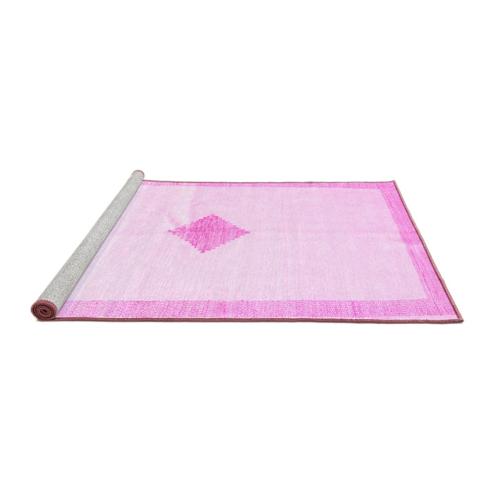 Sideview of Machine Washable Solid Pink Modern Rug, wshcon2891pnk