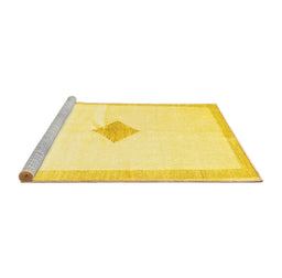 Sideview of Machine Washable Solid Yellow Modern Rug, wshcon2891yw