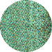 Round Machine Washable Abstract Turquoise Contemporary Area Rugs, wshcon2892turq