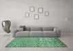 Machine Washable Abstract Turquoise Contemporary Area Rugs in a Living Room,, wshcon2892turq