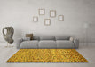 Machine Washable Abstract Yellow Contemporary Rug in a Living Room, wshcon2892yw