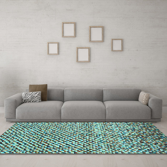Machine Washable Abstract Light Blue Contemporary Rug in a Living Room, wshcon2892lblu
