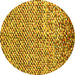 Round Machine Washable Abstract Yellow Contemporary Rug, wshcon2892yw