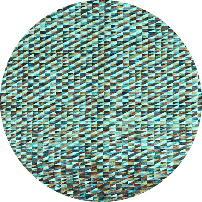 Round Abstract Light Blue Contemporary Rug, con2892lblu