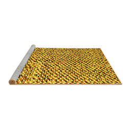 Sideview of Machine Washable Abstract Yellow Contemporary Rug, wshcon2892yw