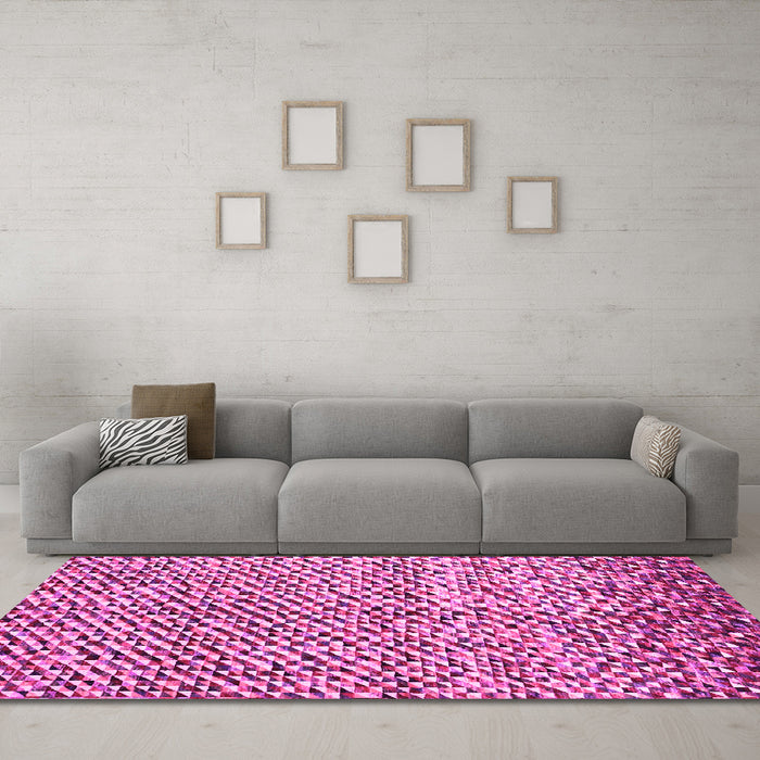 Machine Washable Abstract Pink Contemporary Rug in a Living Room, wshcon2892pnk
