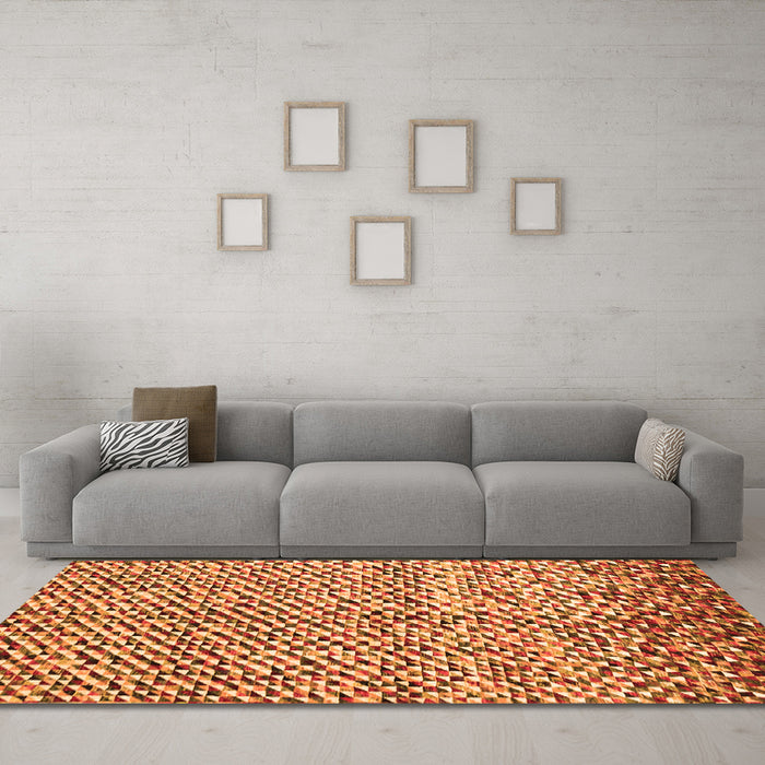 Machine Washable Abstract Orange Contemporary Area Rugs in a Living Room, wshcon2892org