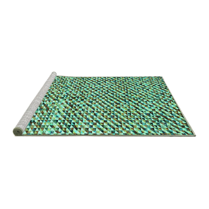 Sideview of Machine Washable Abstract Turquoise Contemporary Area Rugs, wshcon2892turq