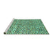 Sideview of Machine Washable Abstract Turquoise Contemporary Area Rugs, wshcon2892turq