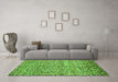 Machine Washable Abstract Green Contemporary Area Rugs in a Living Room,, wshcon2892grn