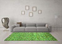 Machine Washable Abstract Green Contemporary Rug, wshcon2892grn