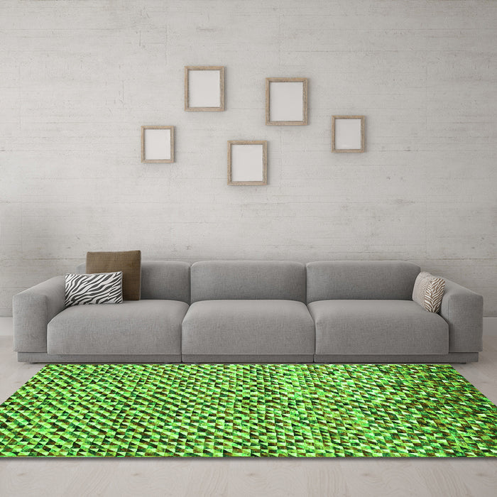 Machine Washable Abstract Green Contemporary Area Rugs in a Living Room,, wshcon2892grn