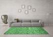 Machine Washable Abstract Emerald Green Contemporary Area Rugs in a Living Room,, wshcon2892emgrn