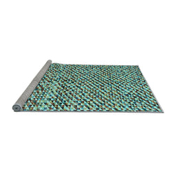 Sideview of Machine Washable Abstract Light Blue Contemporary Rug, wshcon2892lblu