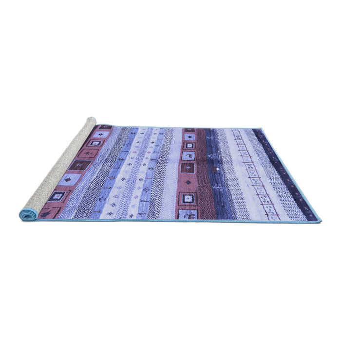 Sideview of Machine Washable Abstract Blue Contemporary Rug, wshcon2893blu