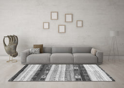 Machine Washable Abstract Gray Contemporary Rug in a Living Room,, wshcon2893gry