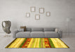 Machine Washable Abstract Yellow Contemporary Rug in a Living Room, wshcon2893yw