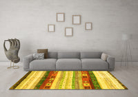 Machine Washable Abstract Yellow Contemporary Rug, wshcon2893yw