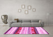 Machine Washable Abstract Pink Contemporary Rug in a Living Room, wshcon2893pnk