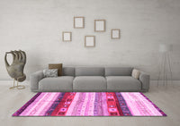 Machine Washable Abstract Pink Contemporary Rug, wshcon2893pnk