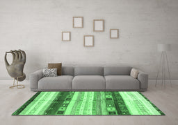 Machine Washable Abstract Emerald Green Contemporary Area Rugs in a Living Room,, wshcon2893emgrn