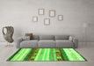 Machine Washable Abstract Green Contemporary Area Rugs in a Living Room,, wshcon2893grn