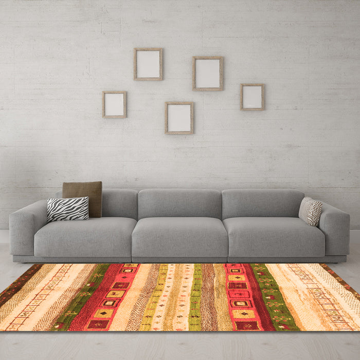 Machine Washable Abstract Orange Contemporary Area Rugs in a Living Room, wshcon2893org