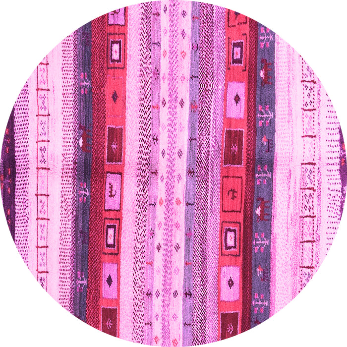 Round Abstract Pink Contemporary Rug, con2893pnk