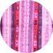 Round Abstract Pink Contemporary Rug, con2893pnk