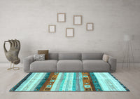 Machine Washable Abstract Light Blue Contemporary Rug, wshcon2893lblu