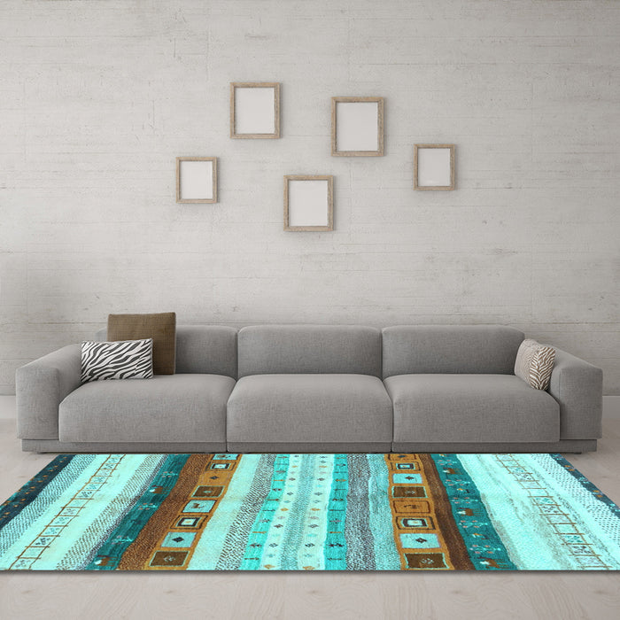 Machine Washable Abstract Light Blue Contemporary Rug in a Living Room, wshcon2893lblu